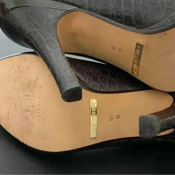 Cole Haan Carma Brown Croc Leather Heel Shoes Pumps Nike Air - Picture 11 of 12